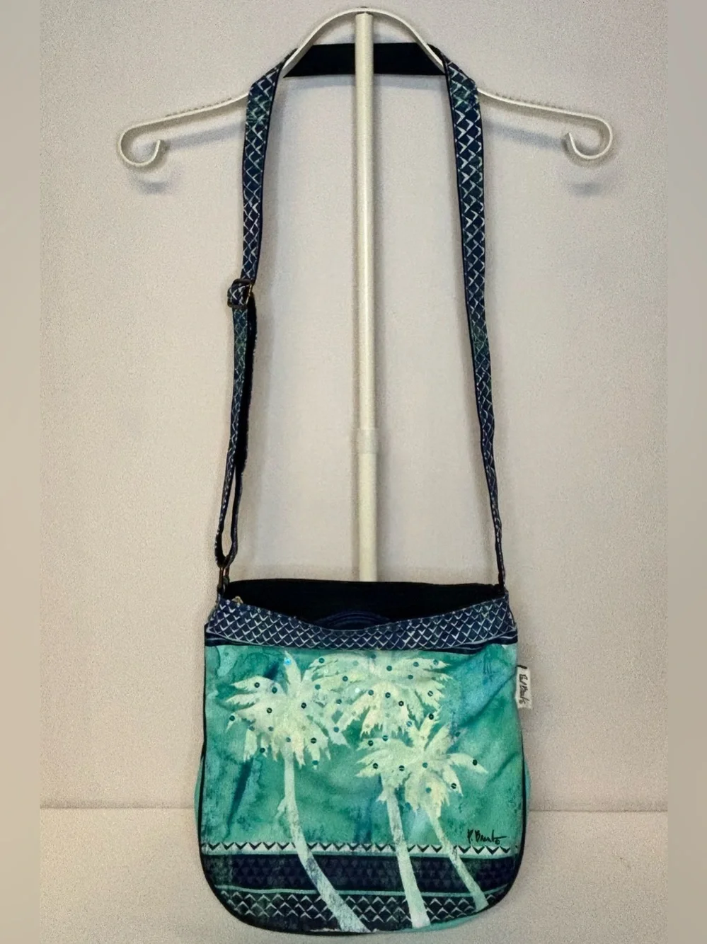 Paul Brent Y2K Coastal Palm Tree Canvas Crossbody Bag Boho Coastal Grandma Beach